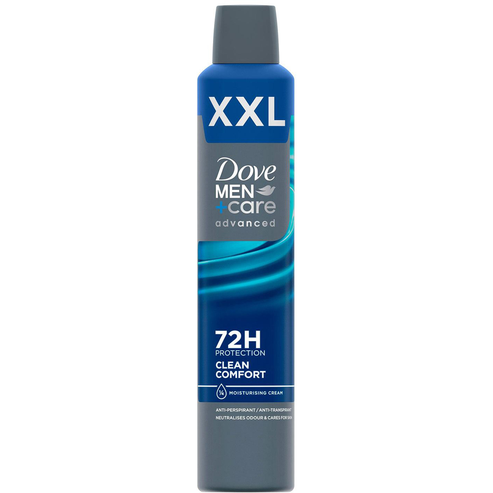 Dove Men+Care Advanced XXL Antiperspirant Aerosol Deo Clean Comfort 300ml 6 Pack Image 2