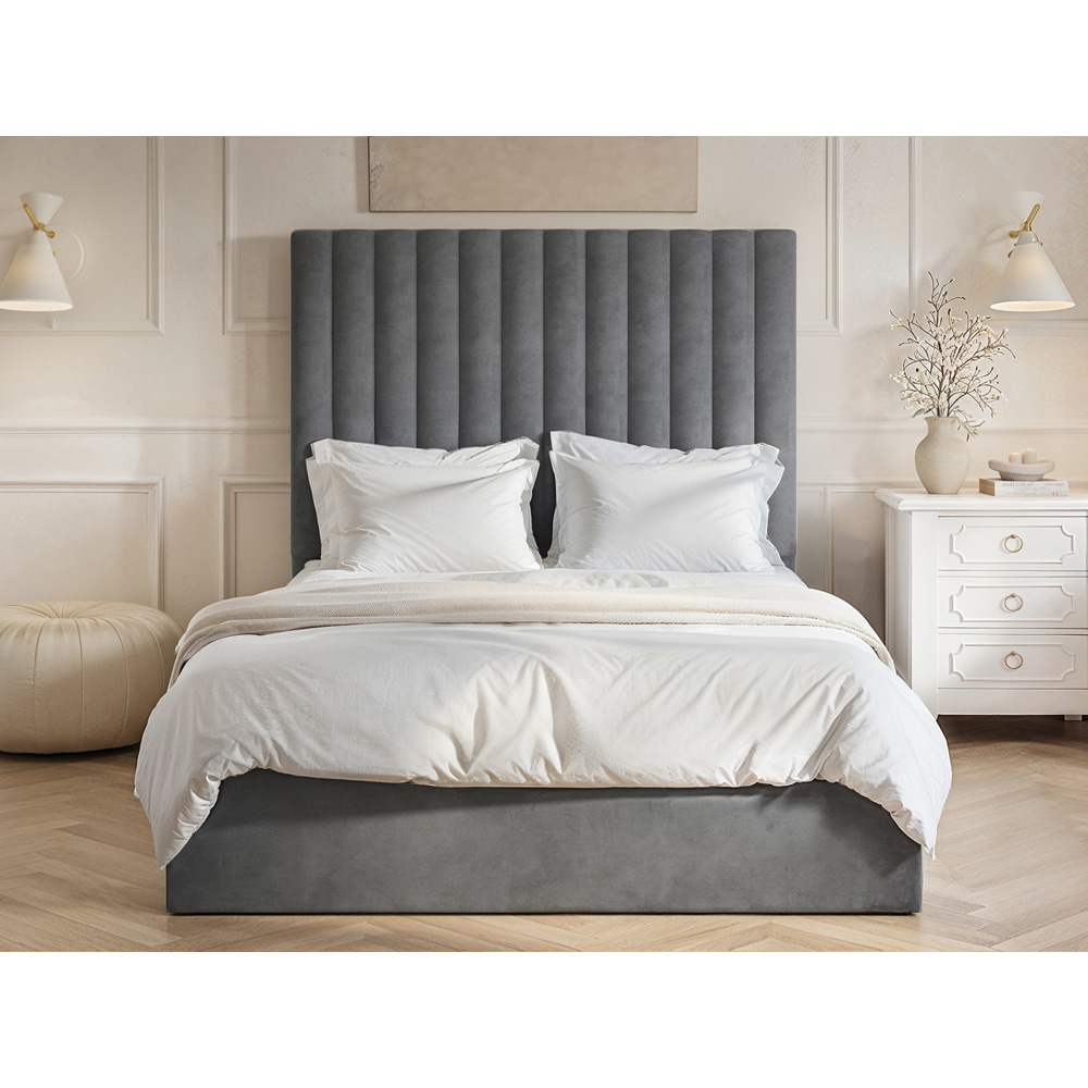 Flair Everley Double Grey Fabric Ottoman Bed Image 5