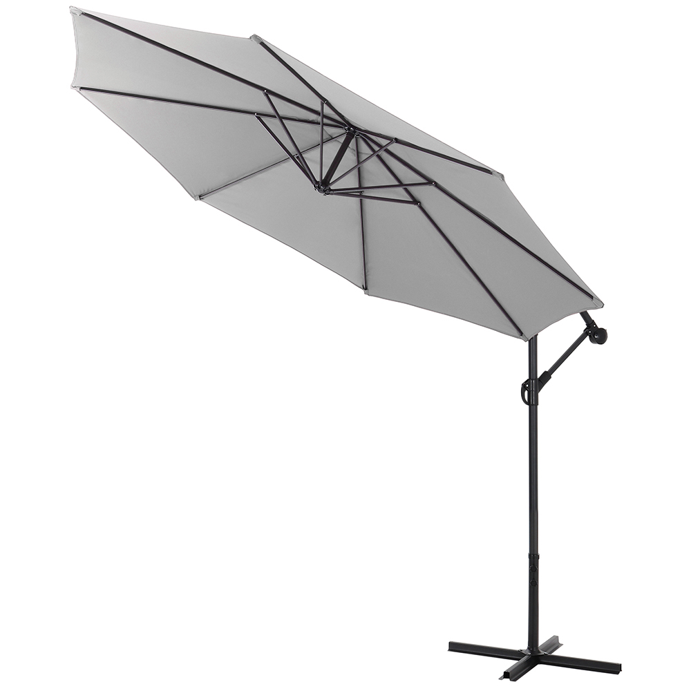 Living and Home Light Grey Cantilever Parasol with Cross Base 3m Image 3