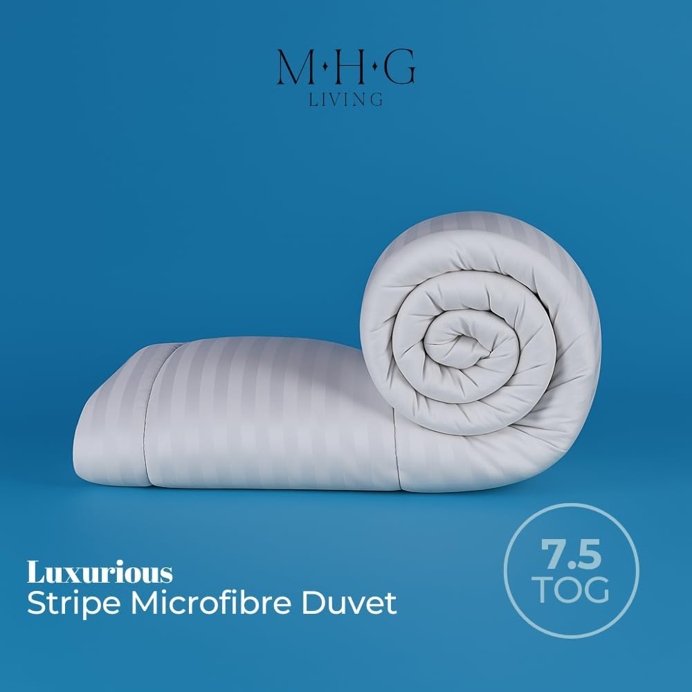 MHG Living Double White Striped Summer Lightweight Hollowfibre Duvet 7.5 Tog Image 5