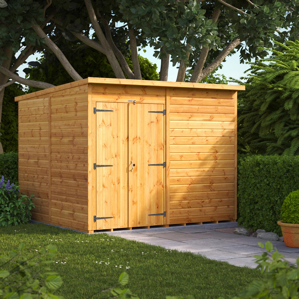 Power Sheds 8 x 8ft Double Door Pent Wooden Shed Image 2