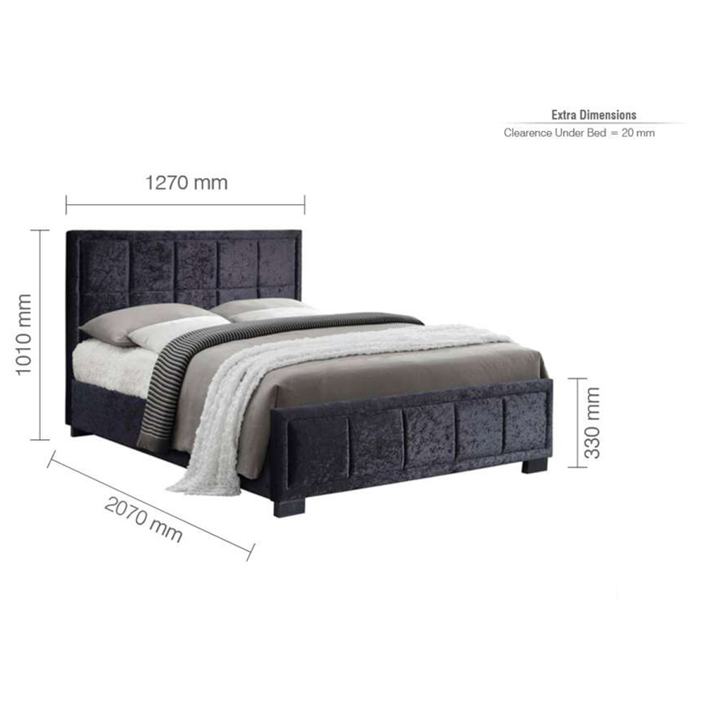 Hannover Small Double Black Velour Bed Frame Image 8