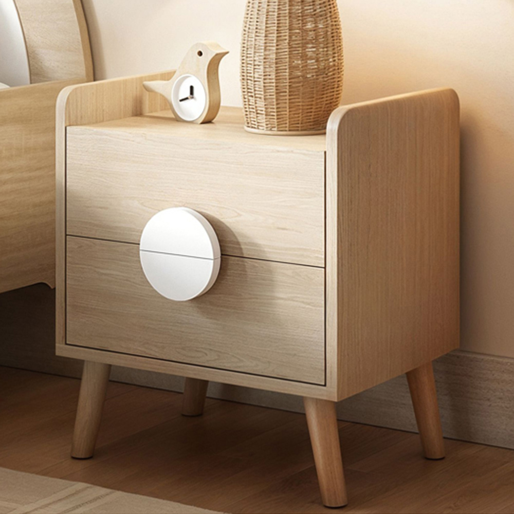 Flair Noah 2 Drawer Oak and White Bedside Table Image 1
