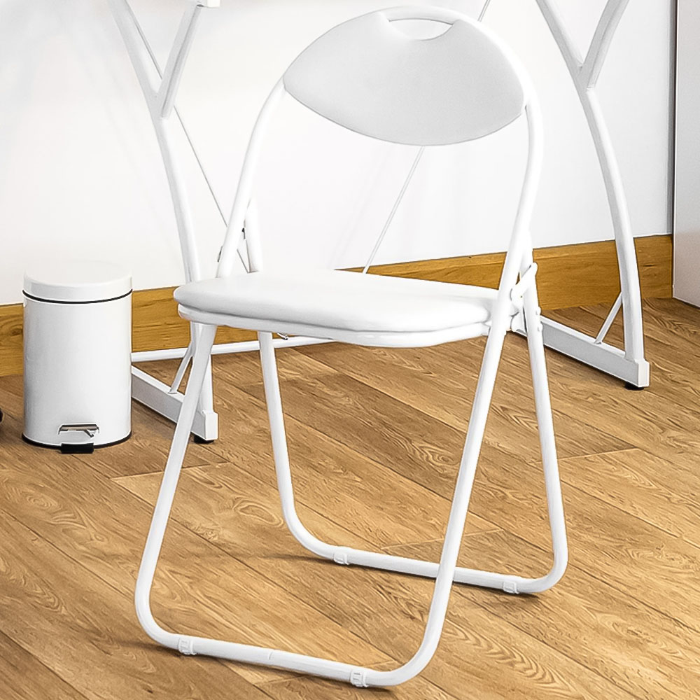 Harbour Housewares Set of 4 White Padded Foldable Chair Image 1