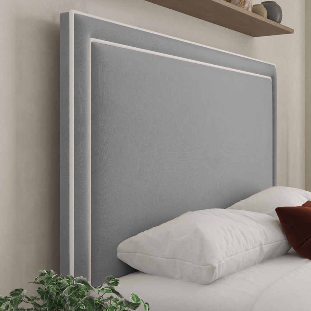 DS Living Verona Double Plush Grey Piping Ottoman Bed Image 2