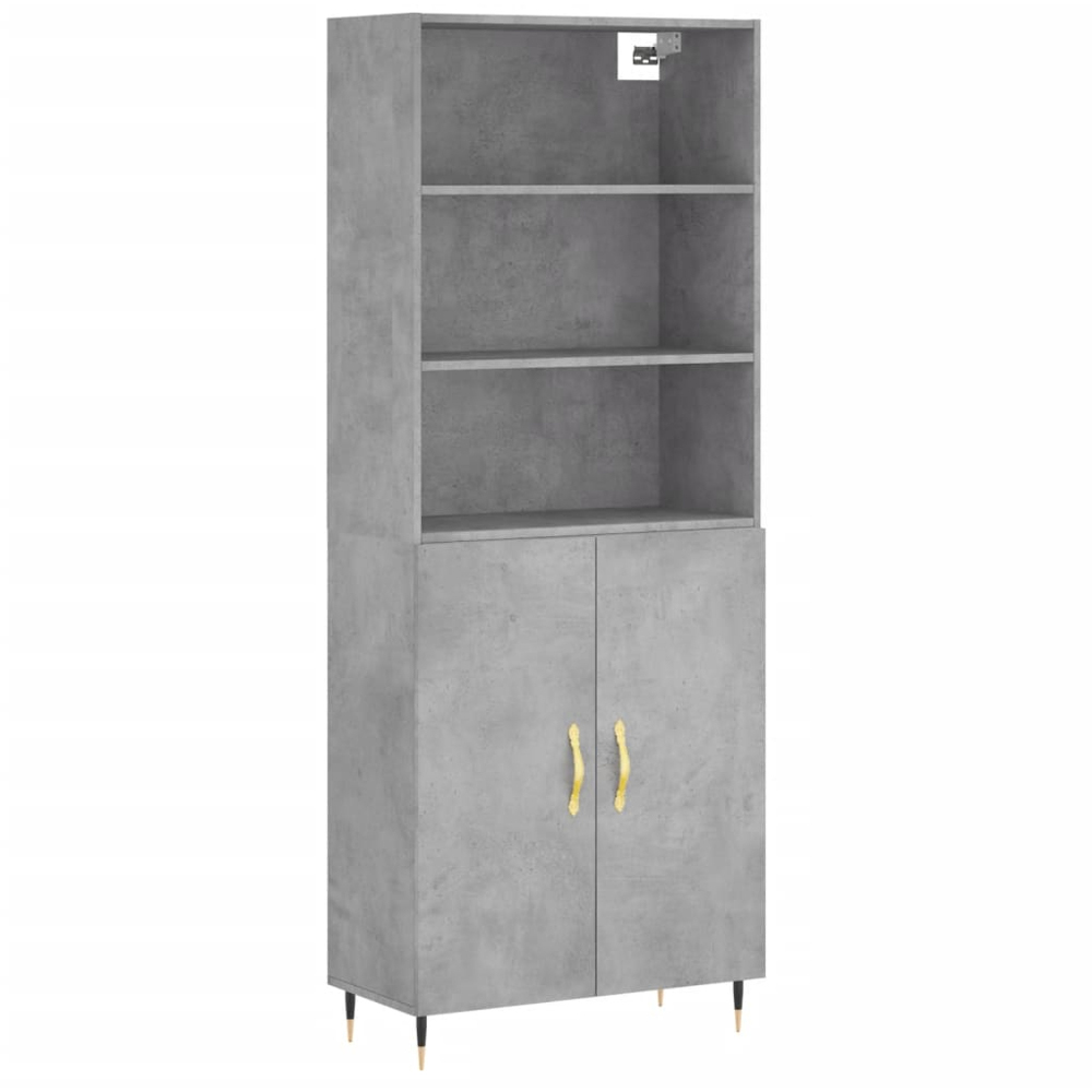 vidaXL 2 Door 3 Shelf Concrete Grey Wooden Cabinet Image 2