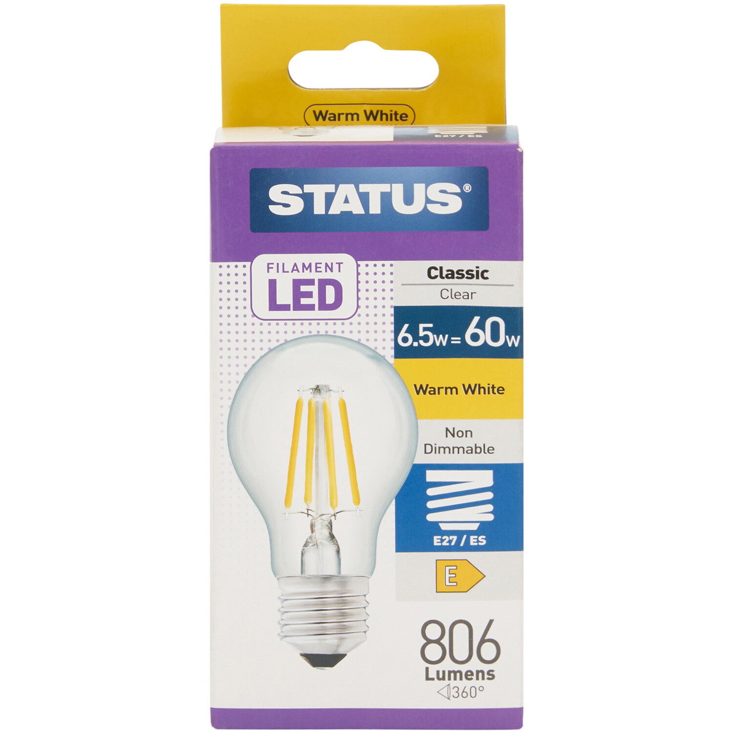 6.5w Filament GLS Light Bulb ES/E27 CAP Image 2
