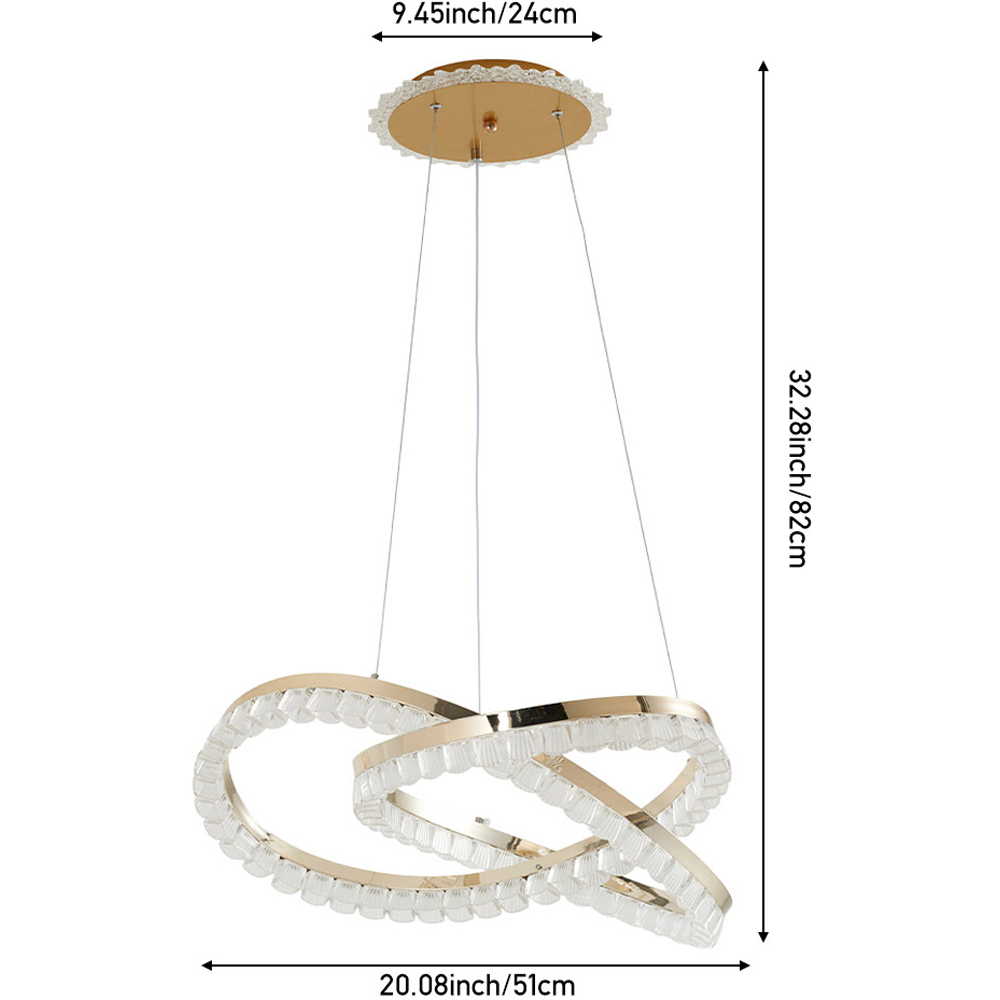 Living and Home Gold and Clear Interlocking Ring LED Pendant Light 60W Image 8