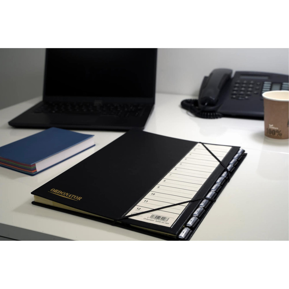 Exacompta A4 12 Tab Black Multipart File with Elastic Strap Image 2