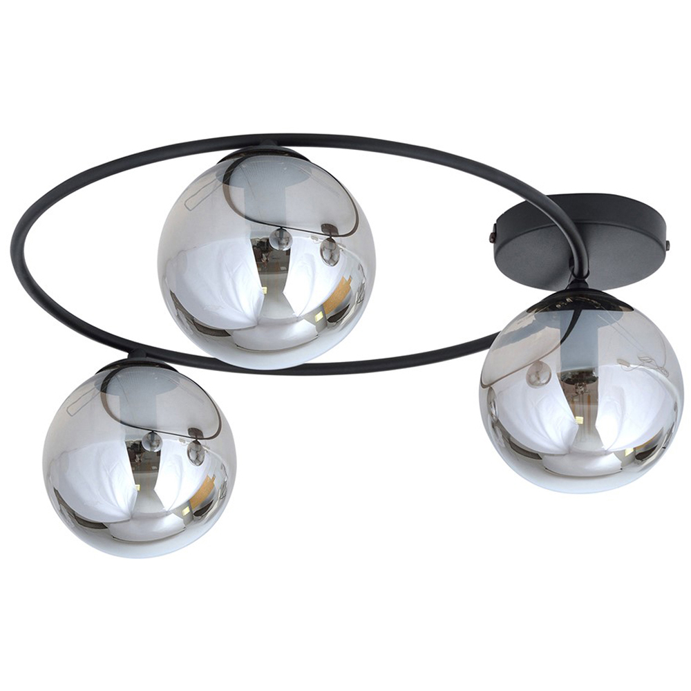 Emibig Sopra 3 Light Graphite Shade Black E14 Ceiling Light Image 1