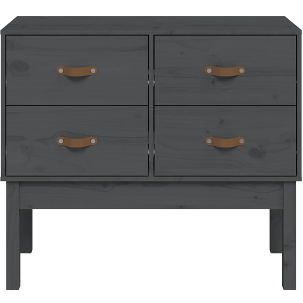 vidaXL 4 Drawer Grey Solid Wood Pine Console Cabinet Image 6