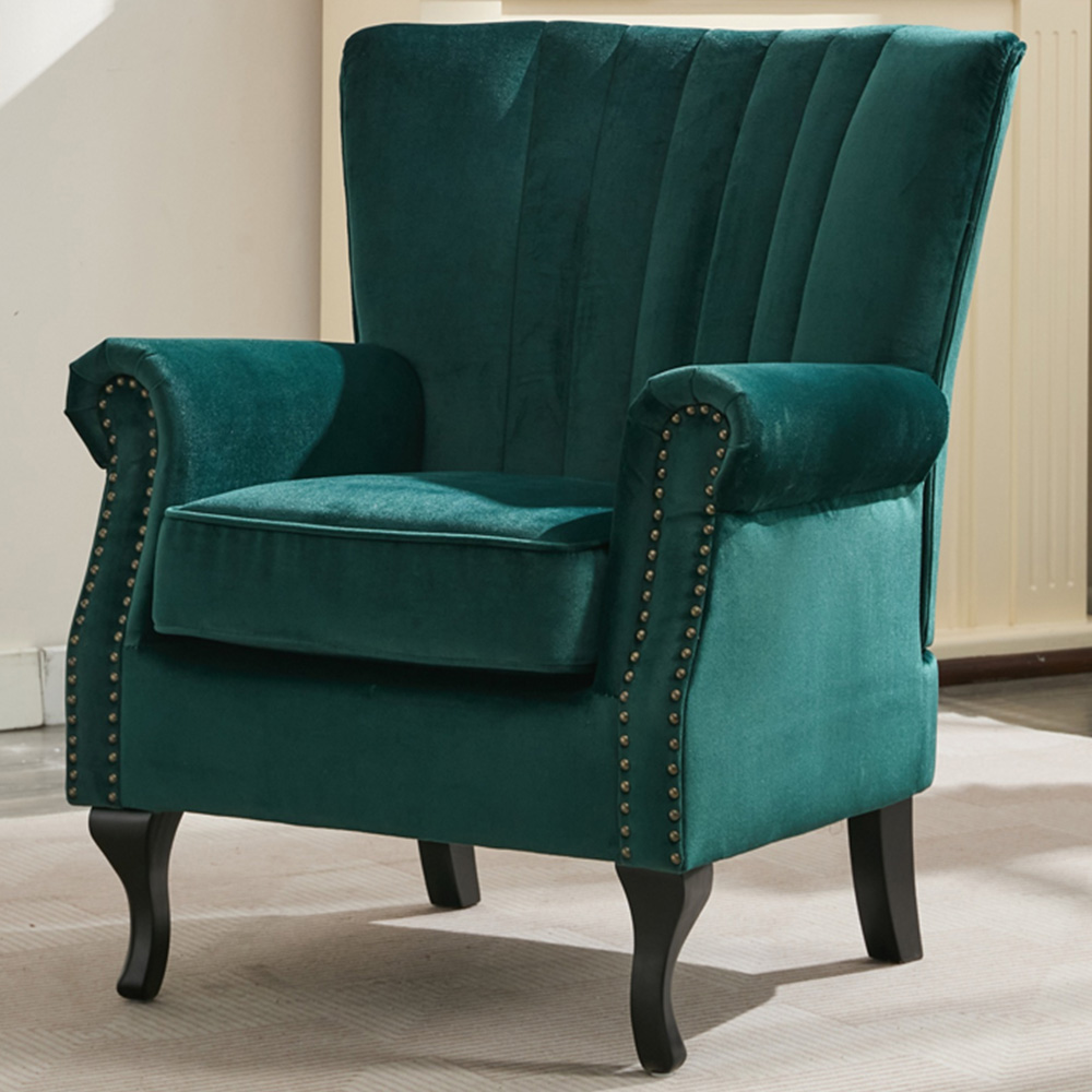Furniture One Velvet Accent High Back Tub Chair Image 1