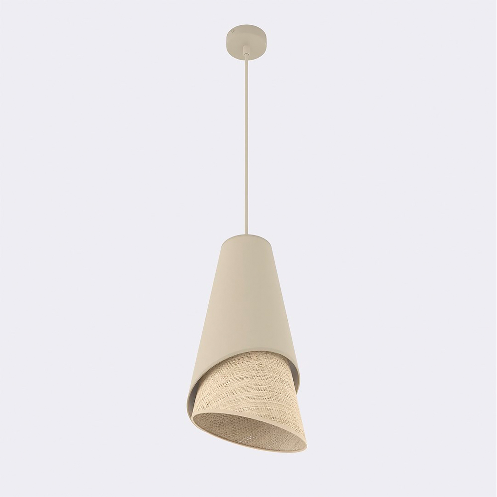 Emibig Moda Beige and Rattan E27 Ceiling Pendant Light Image 3