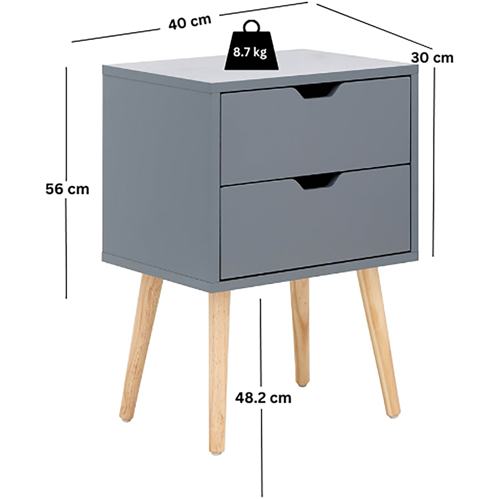 GFW Nyborg 2 Drawer Dark Grey Bedside Table Image 7