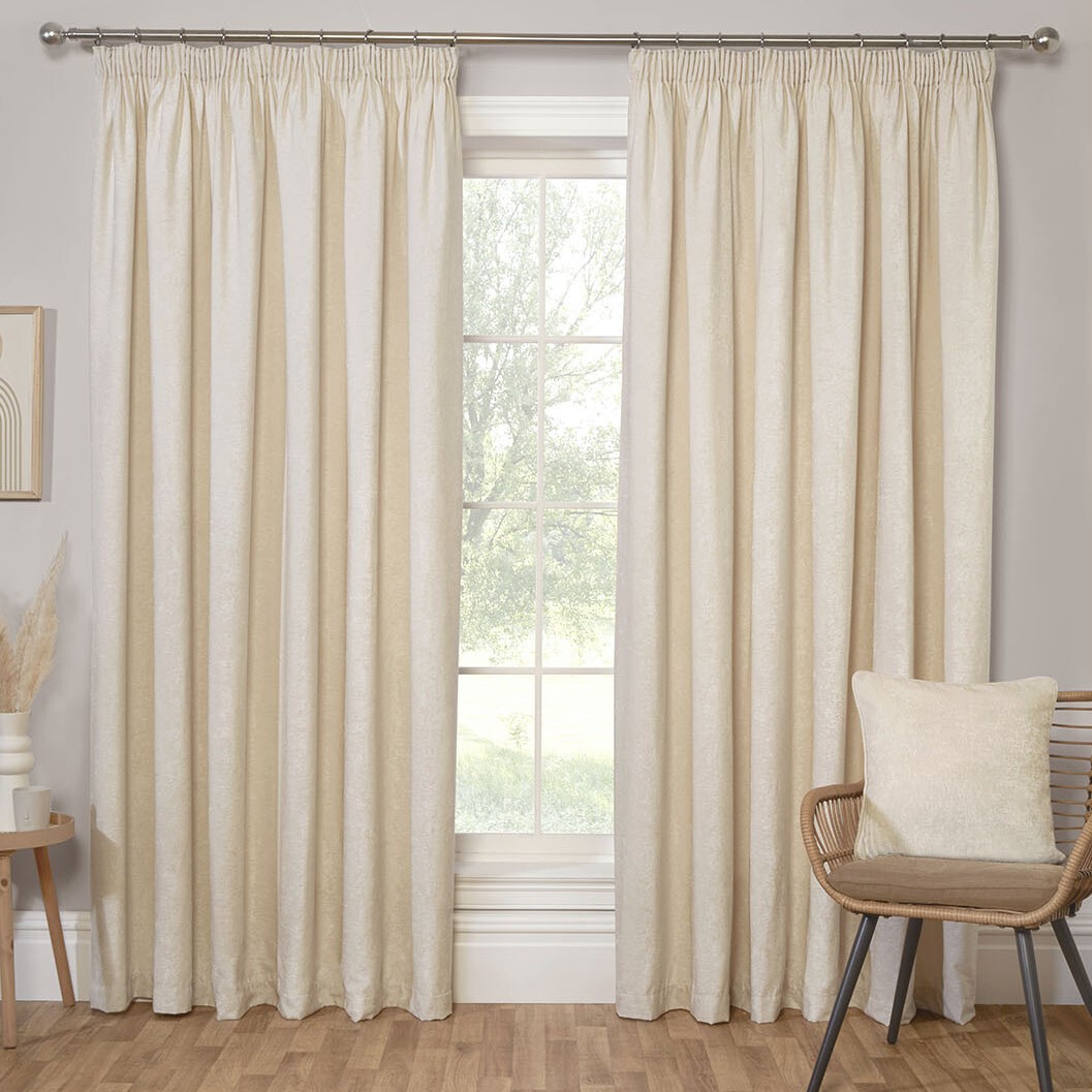 Chenille Taped Curtains - Natural / 168cm / 229cm Image 1