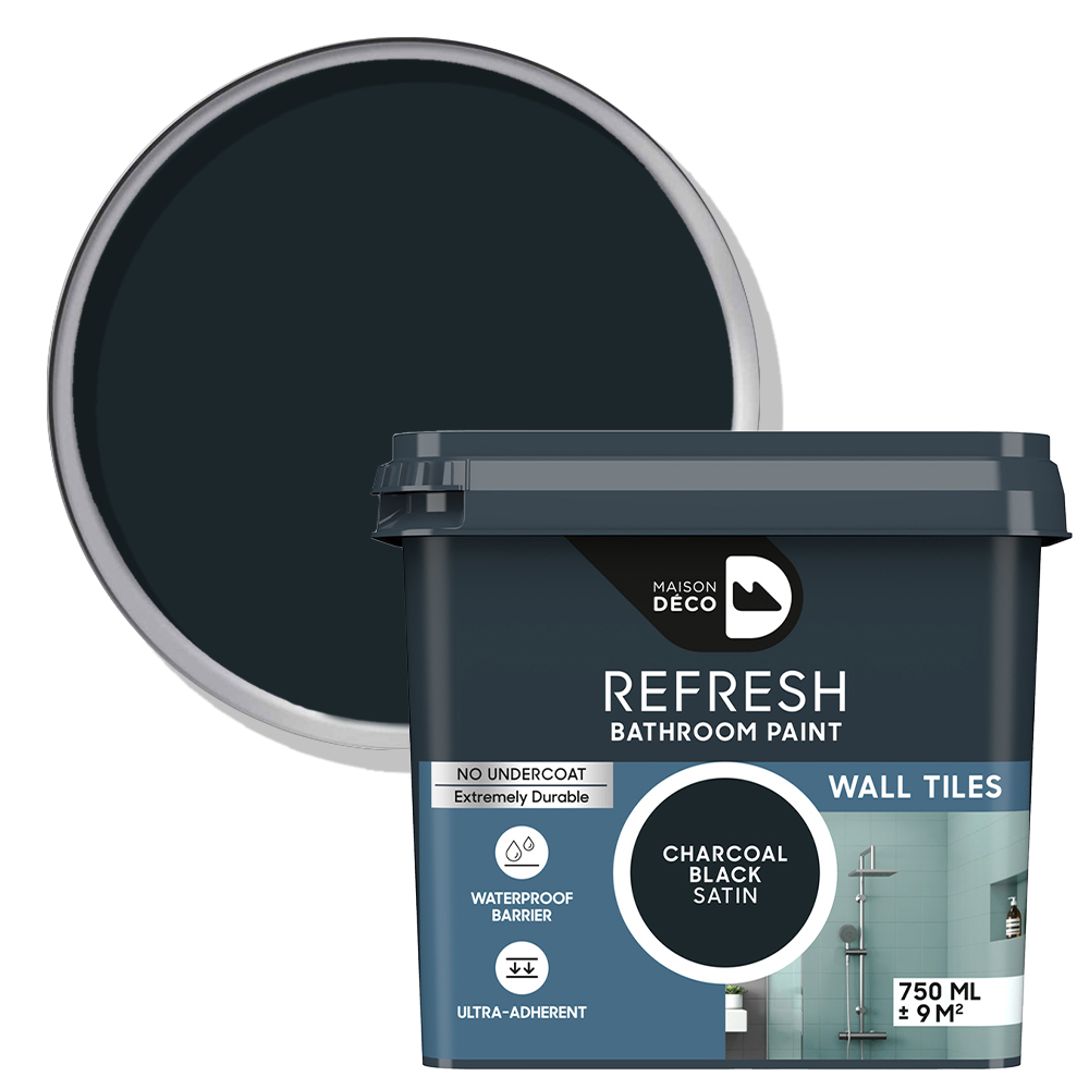 Maison Deco Refresh Bathroom Charcoal Black Satin Paint 750ml Image 1