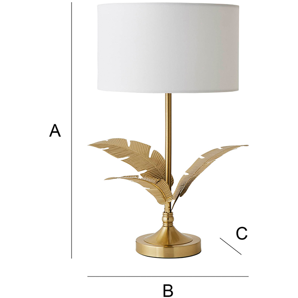 ValueLights Christina White and Gold Palm Leaf Detail Single Stem Table Lamp and Bulb Image 7