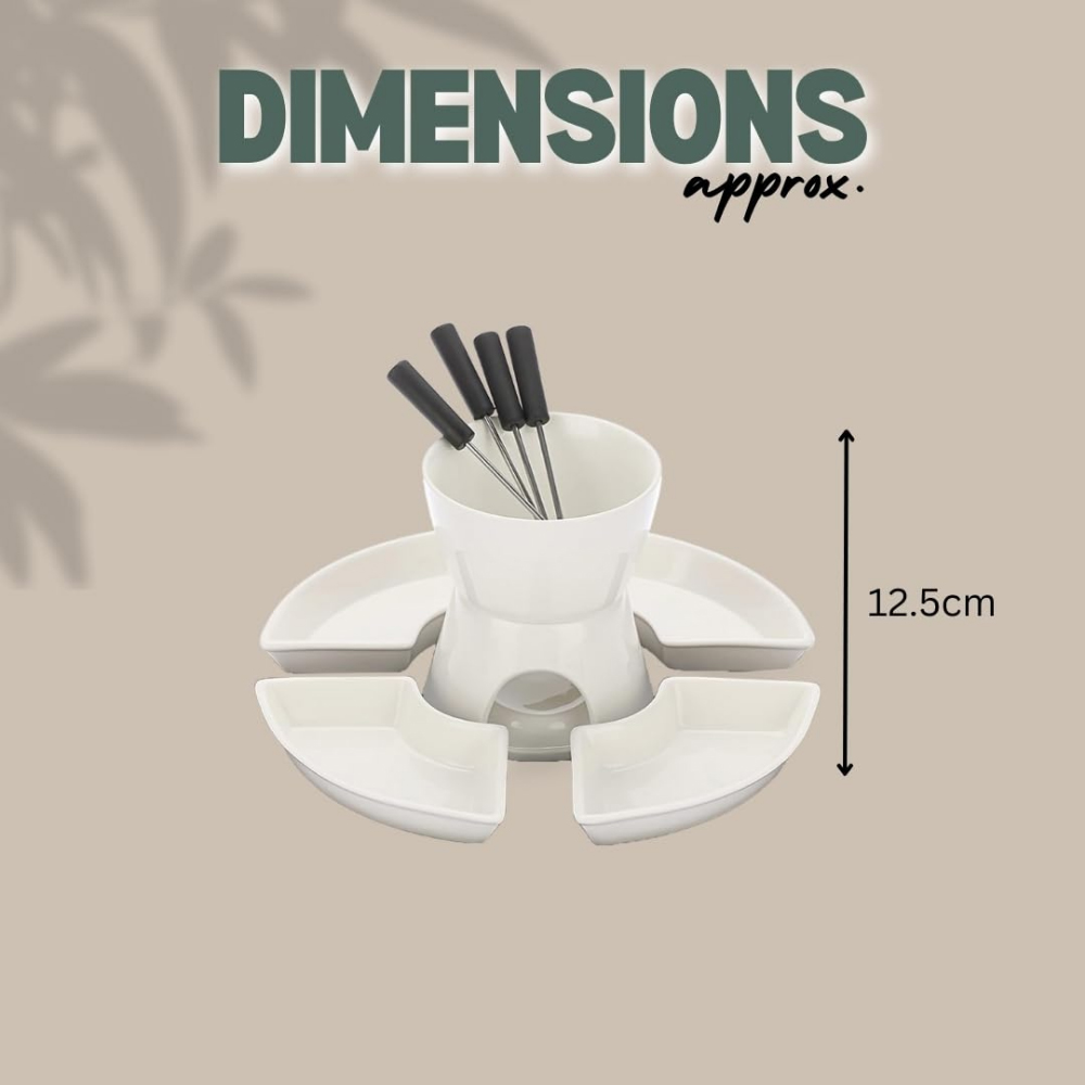 Marco Paul 8 Piece White Ceramic Fondue Set Image 2
