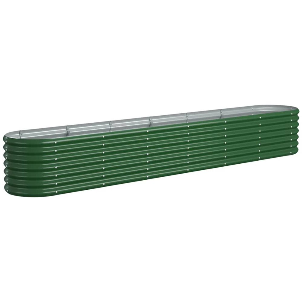 vidaXL Green Galvanised Steel Rectangular Garden Raised Bed 260 x 40 x 36cm Image 1