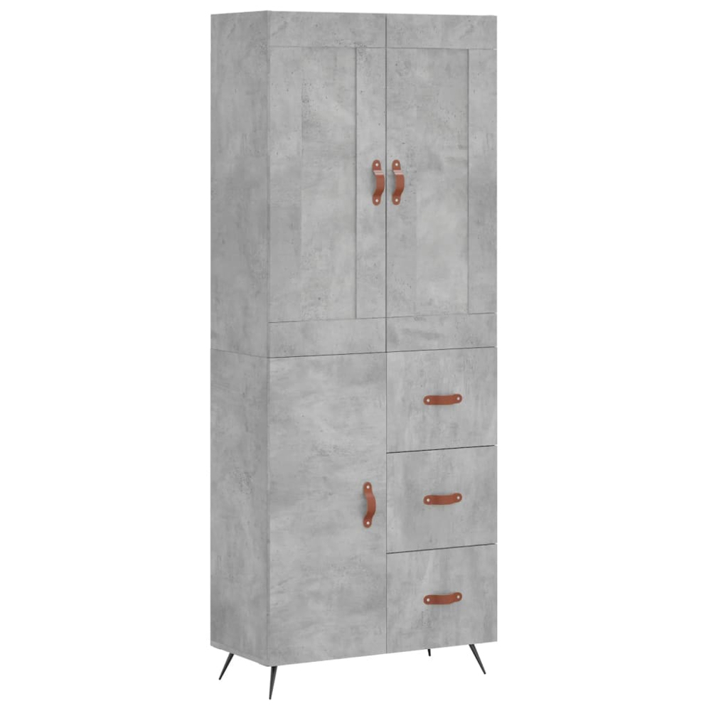 vidaXL 3 Door 3 Drawer Concrete Grey Highboard Image 2
