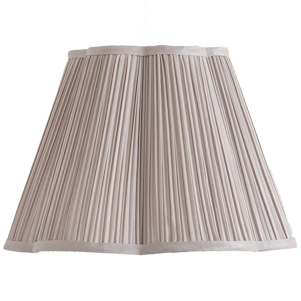 ValueLights Loralei Light Grey Large Pleated Faux Silk Scalloped Easy Fit Lamp Shade Image 1