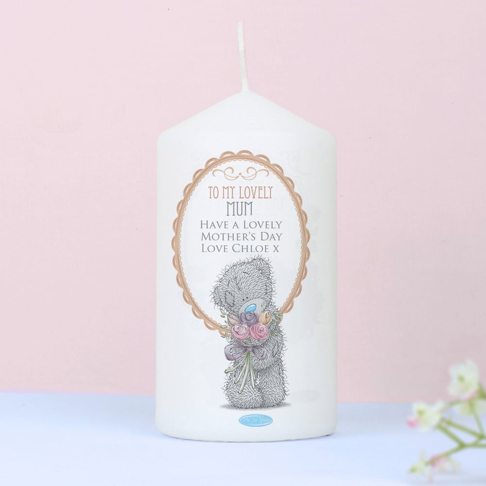 Personalised Memento Personalised Me to You Flowers Pillar Candle For Her Image 2