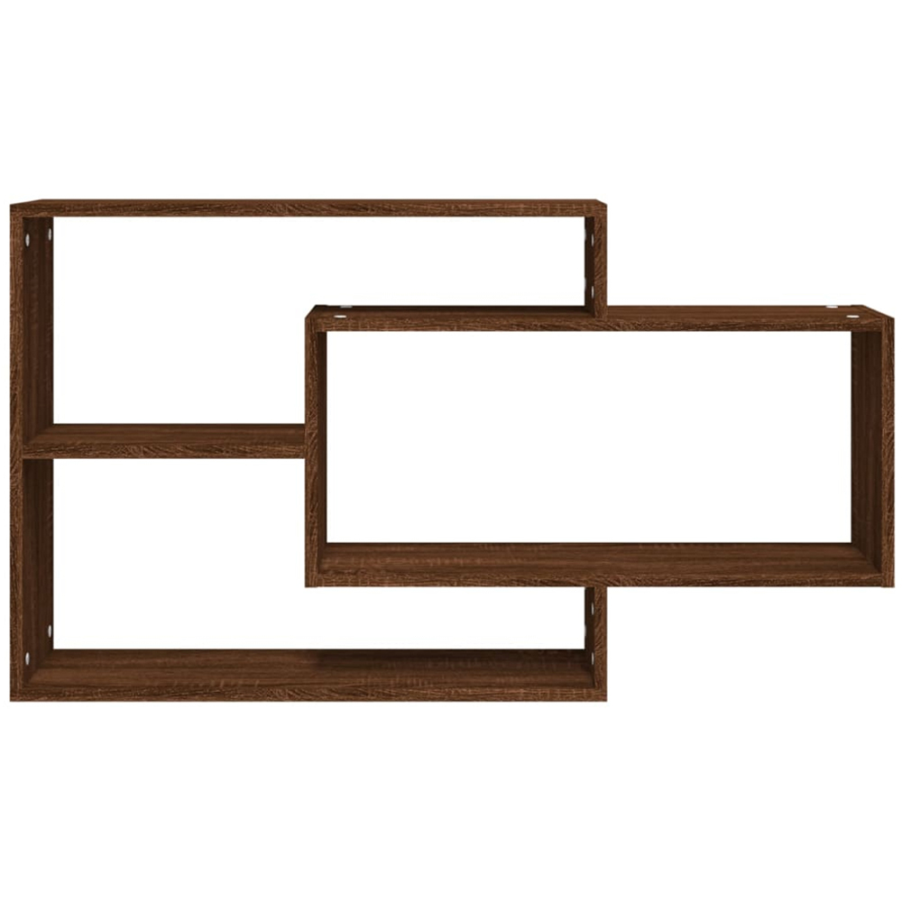 vidaXL 3 Shelf Brown Oak Floating Wall Shelf Image 2