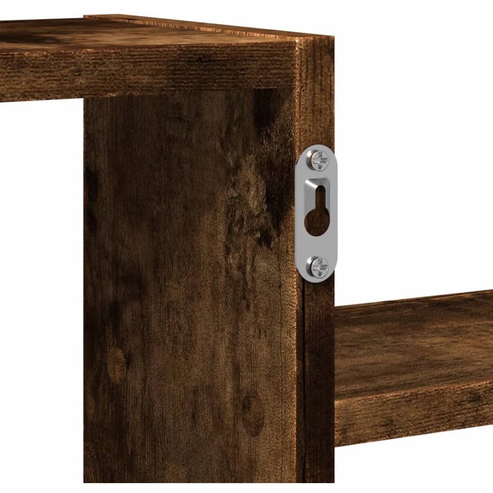 vidaXL 5 Shelf Smoked Oak Floating Wall Shelf Image 8