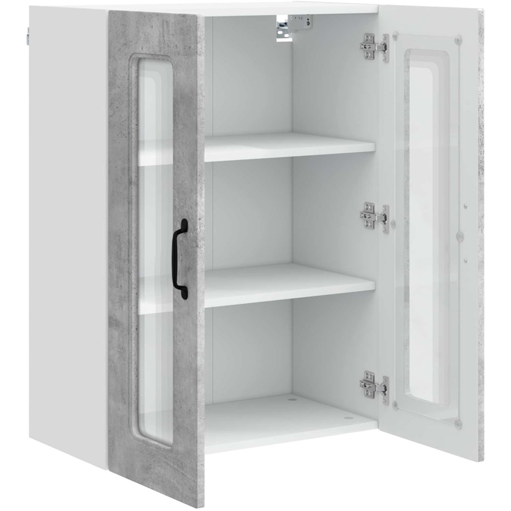 vidaXL 2 Glass Door Concrete Grey Kitchen Wall Cabinet Image 5