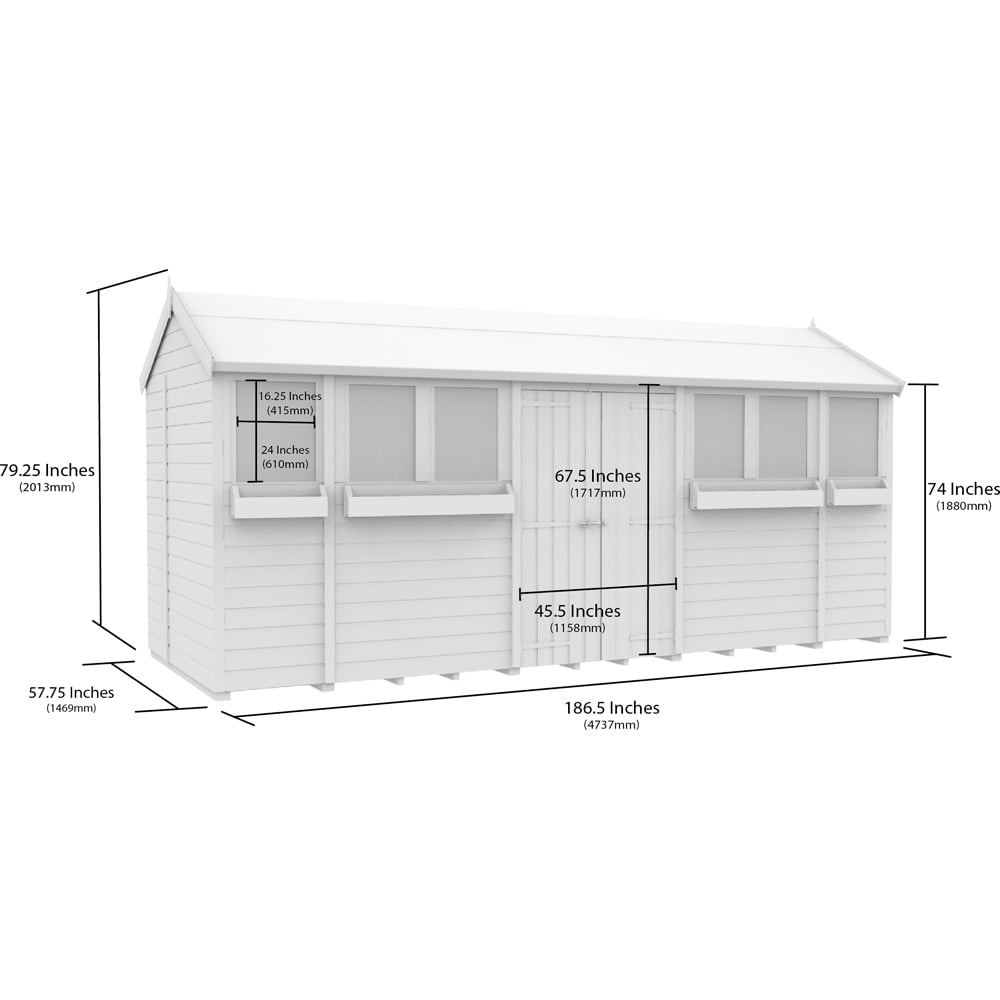 DIY Sheds 16 x 5ft Tongue and Groove Timber Apex Summer Garden Shed Image 9