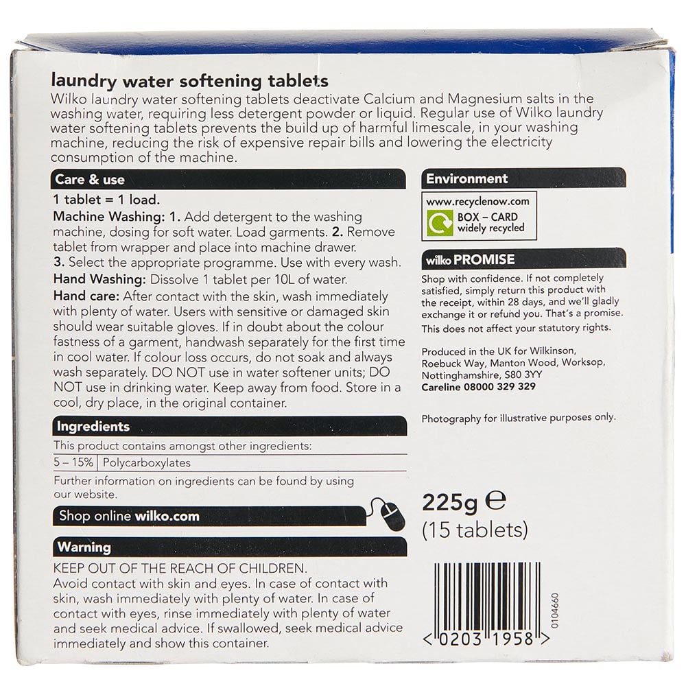 Wilko Laundry Softening Tablets 15 Pack Case of 6 Image 4