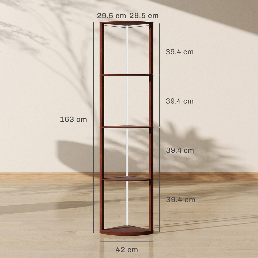 HOMCOM 5 Shelf Brown Dimmable RGB LED Floor Lamp Image 9