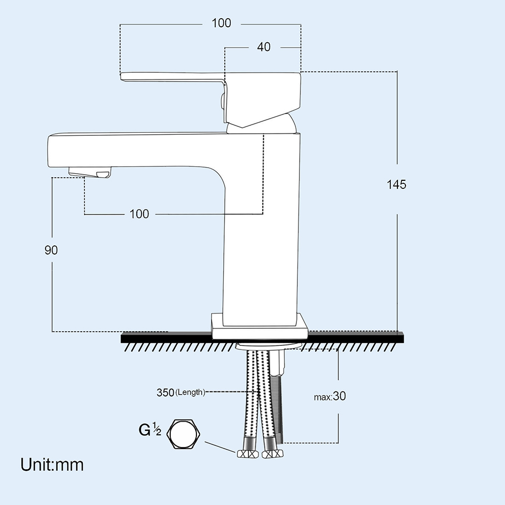Nes Home Brayton Chrome Square Bath Shower Mixer and Basin Mono Tap Image 5