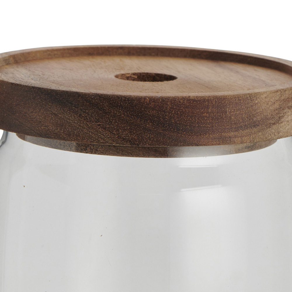Wilko 860ml Acacia Wood Lid Glass Jar Image 4