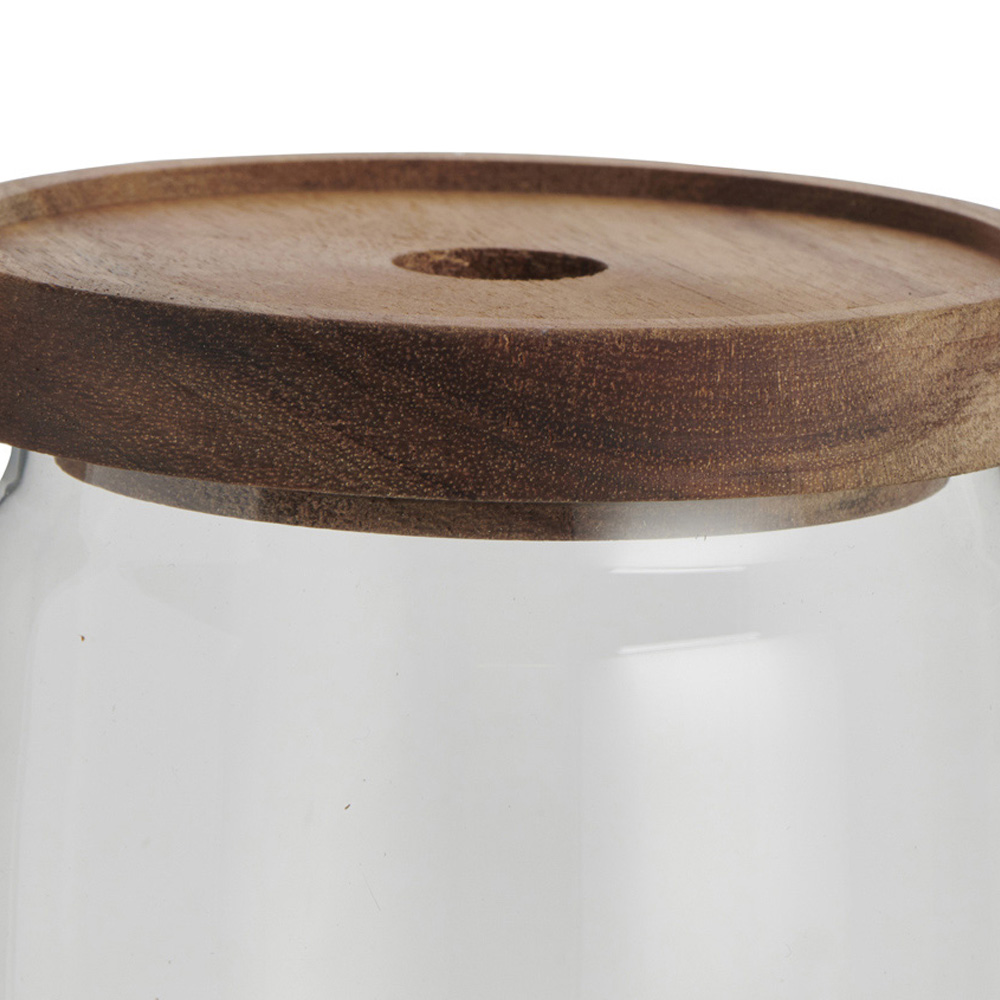 Wilko 860ml Acacia Wood Lid Glass Jar Wilko