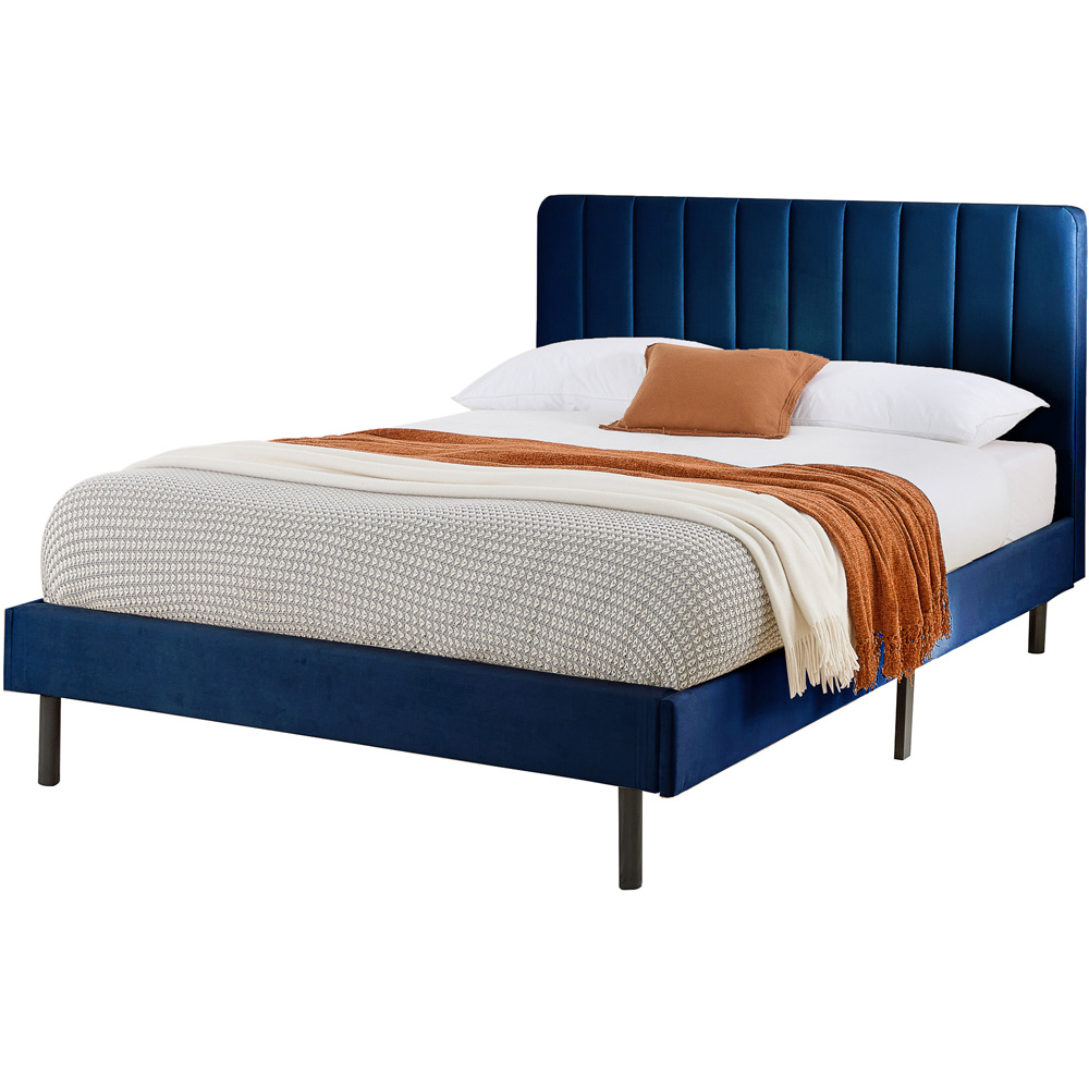 Aspire Furniture Rosella Small Double Navy Plush Velvet Bed Frame Image 2
