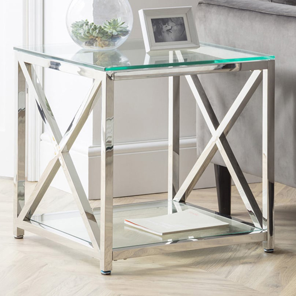Julian Bowen Miami Silver Lamp Table Image 1