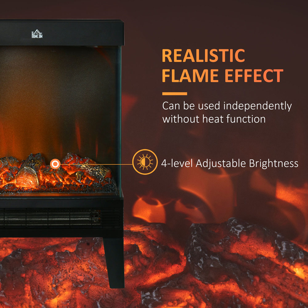HOMCOM Black Freestanding Electric Fireplace Heater 2000W Image 7