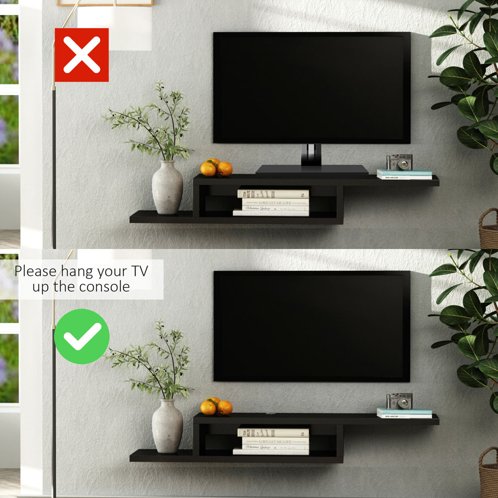 HOMCOM 2-Tier Black Floating TV Stand Image 8
