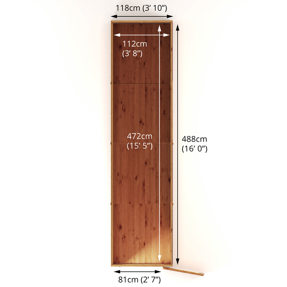 Mercia 16 x 4ft Shiplap Pent Shed Image 9