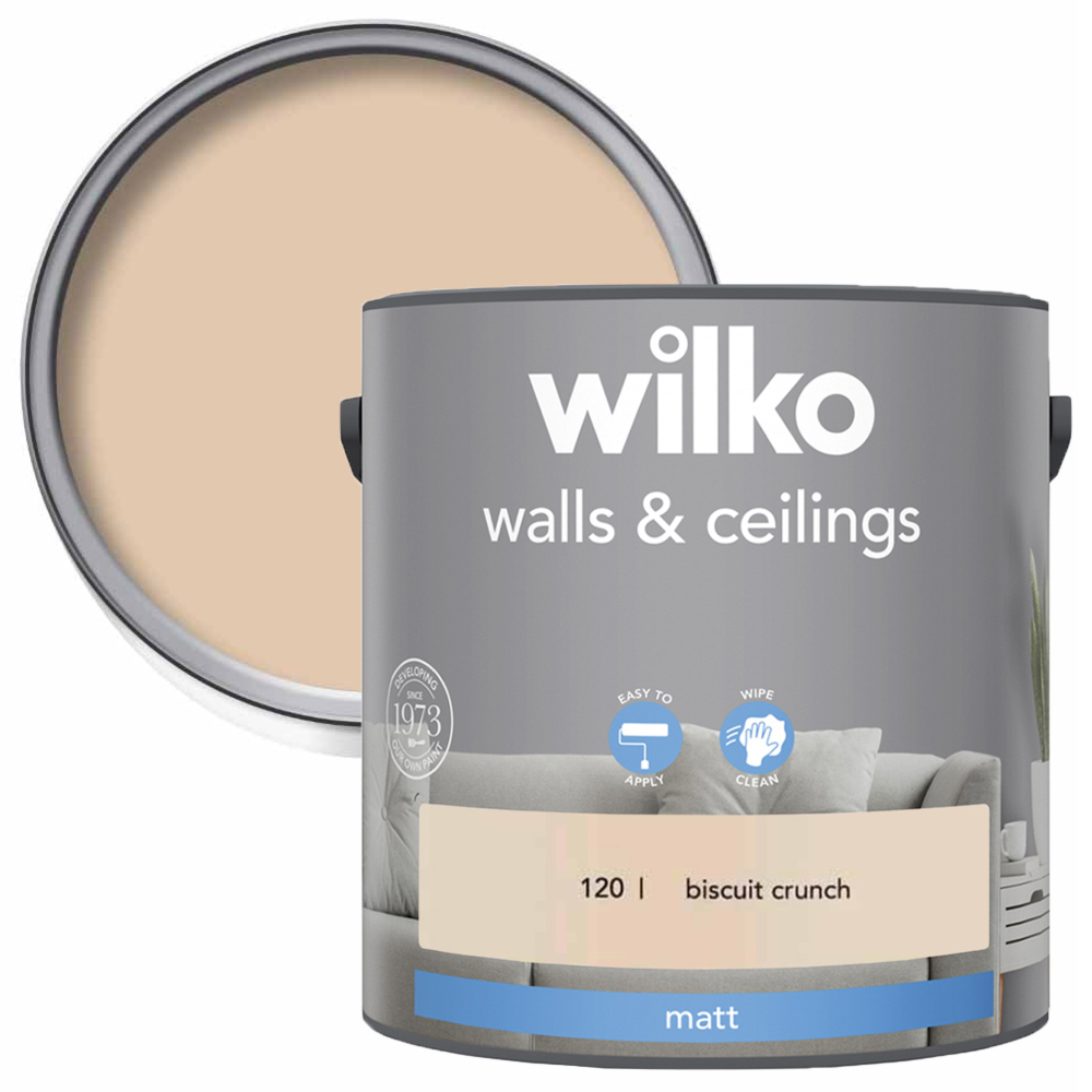 Wilko Walls & Ceilings Biscuit Crunch Matt Emulsion Paint 2.5L Image 1