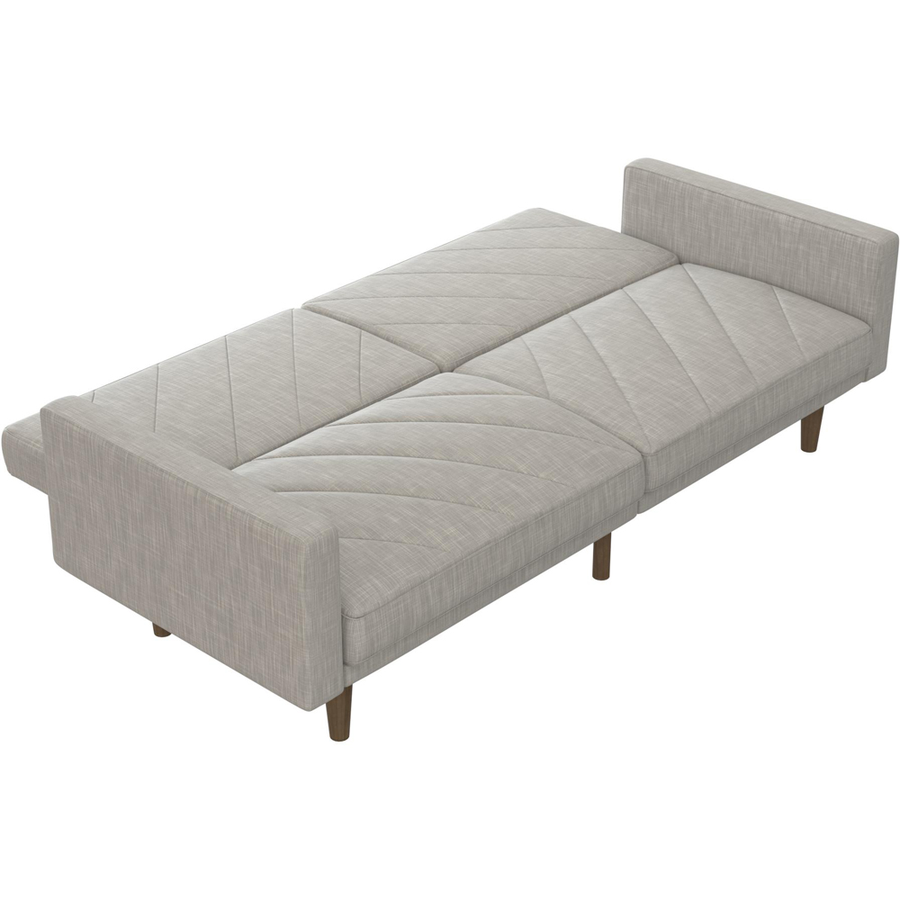 Dorel Paxson 3 Seater Linen Light Grey Sofa Bed with Wooden Feet Image 4