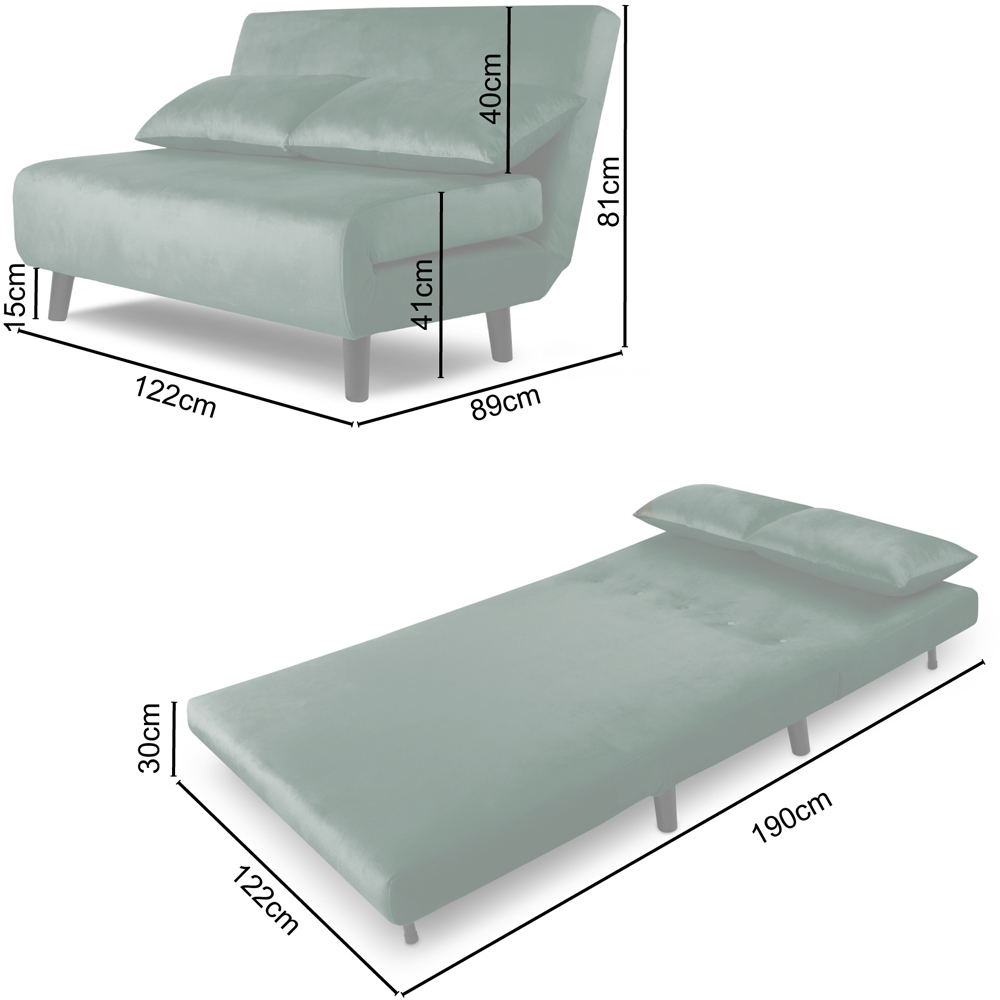 Aurora Double Sleeper Green Velvet Sofa Bed Image 9
