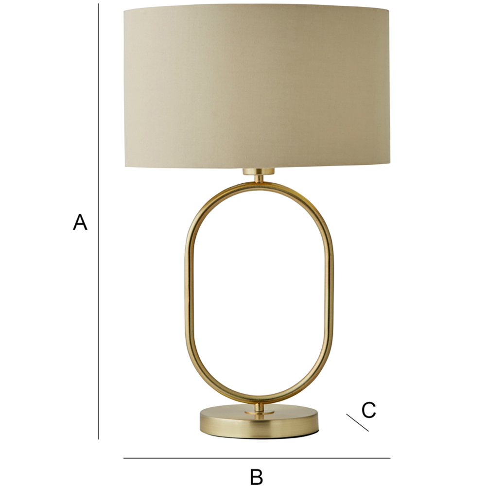 ValueLights Antonia Beige with Gold Inner Drum Shade Brushed Gold Oval LED Table Lamp Image 7
