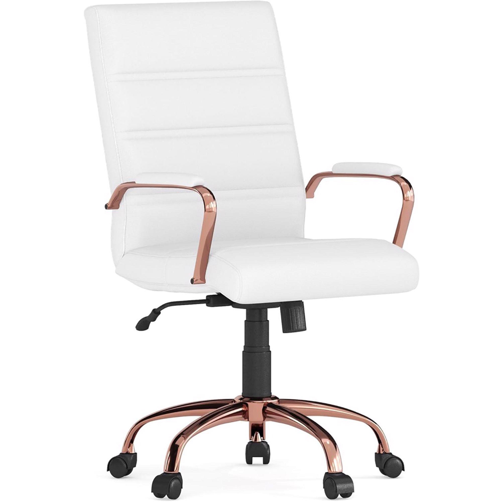 FWStyle White and Rose Gold Designer Office Chair Image 2