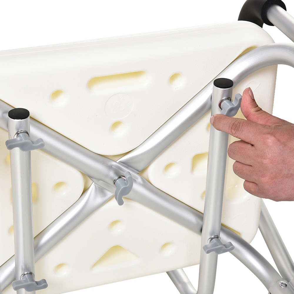 HOMCOM White Adjustable Shower and Bath Bench Image 3