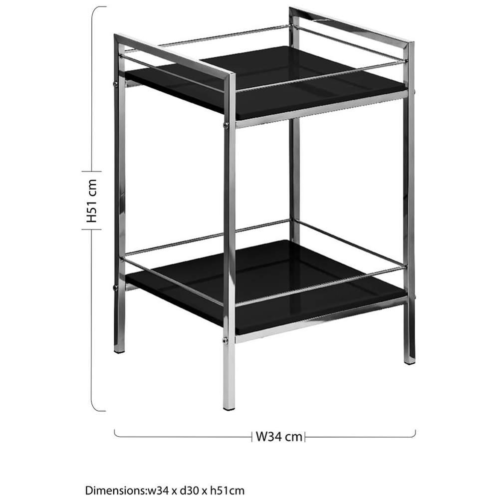 Premier Housewares 2 Tier Black High Gloss Shelf Unit Image 2