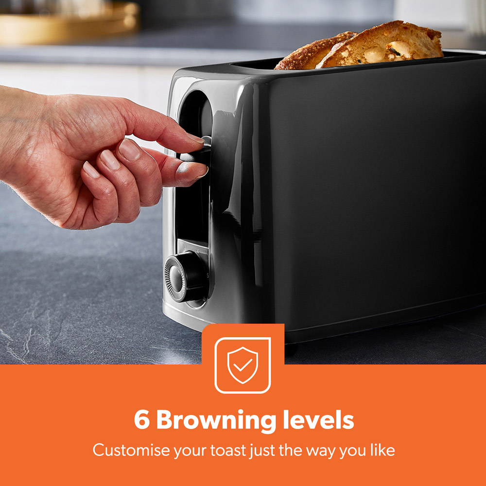 Geepas GBT36550UK-BK Black 2 Slice Toaster 650W Image 3