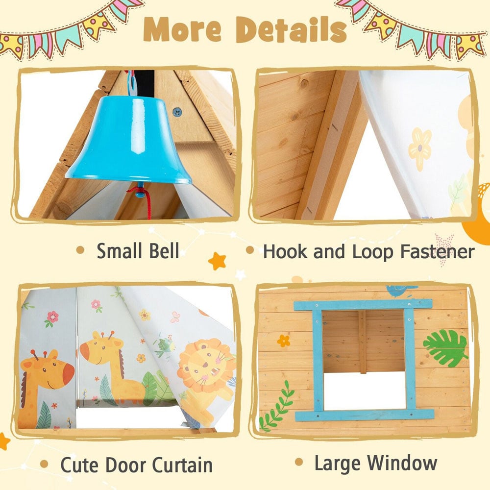 Costway Children Climbing Playhouse with Front Bell and Window Image 8