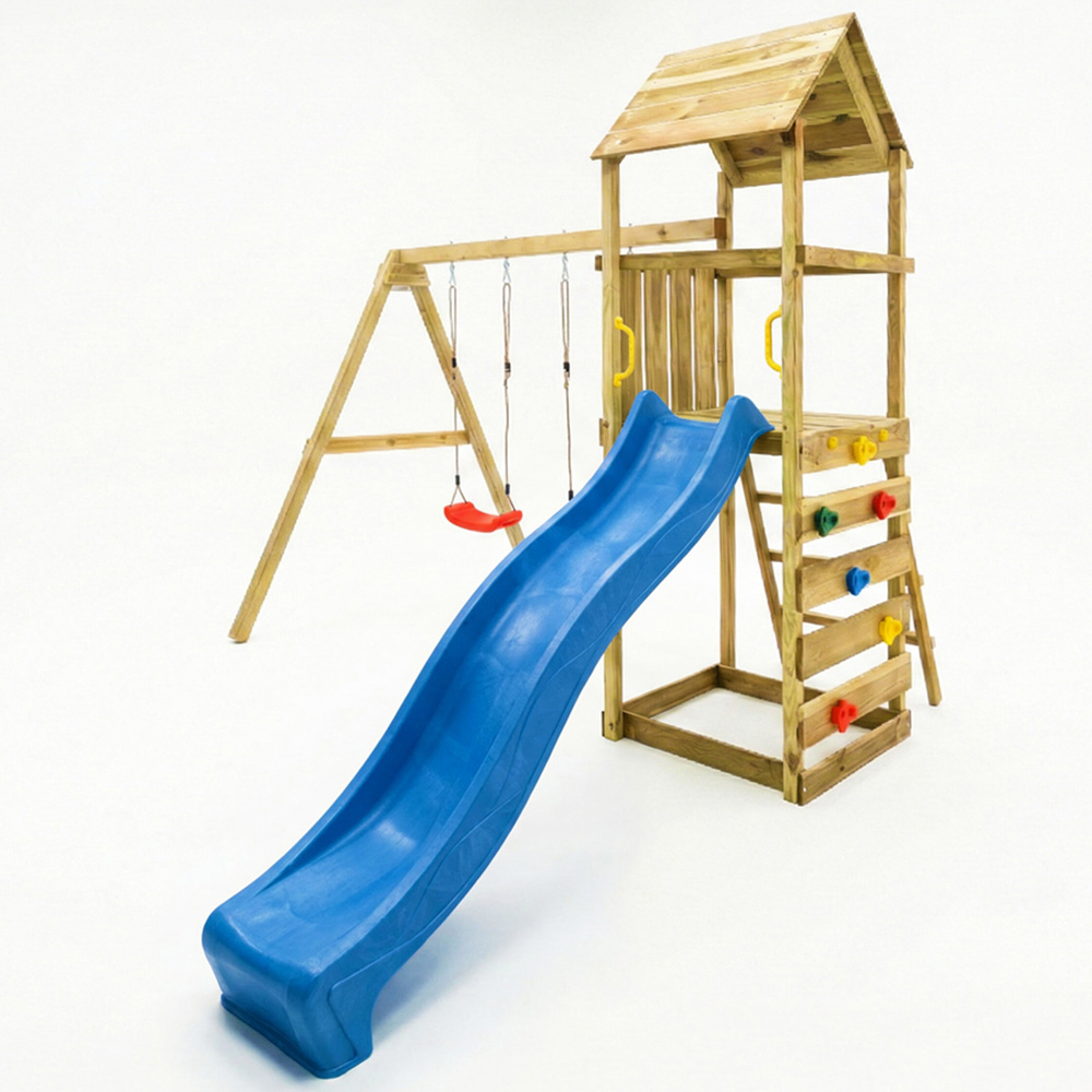 Shire Max Play Wooden Double Swing and Slide Set Image 3